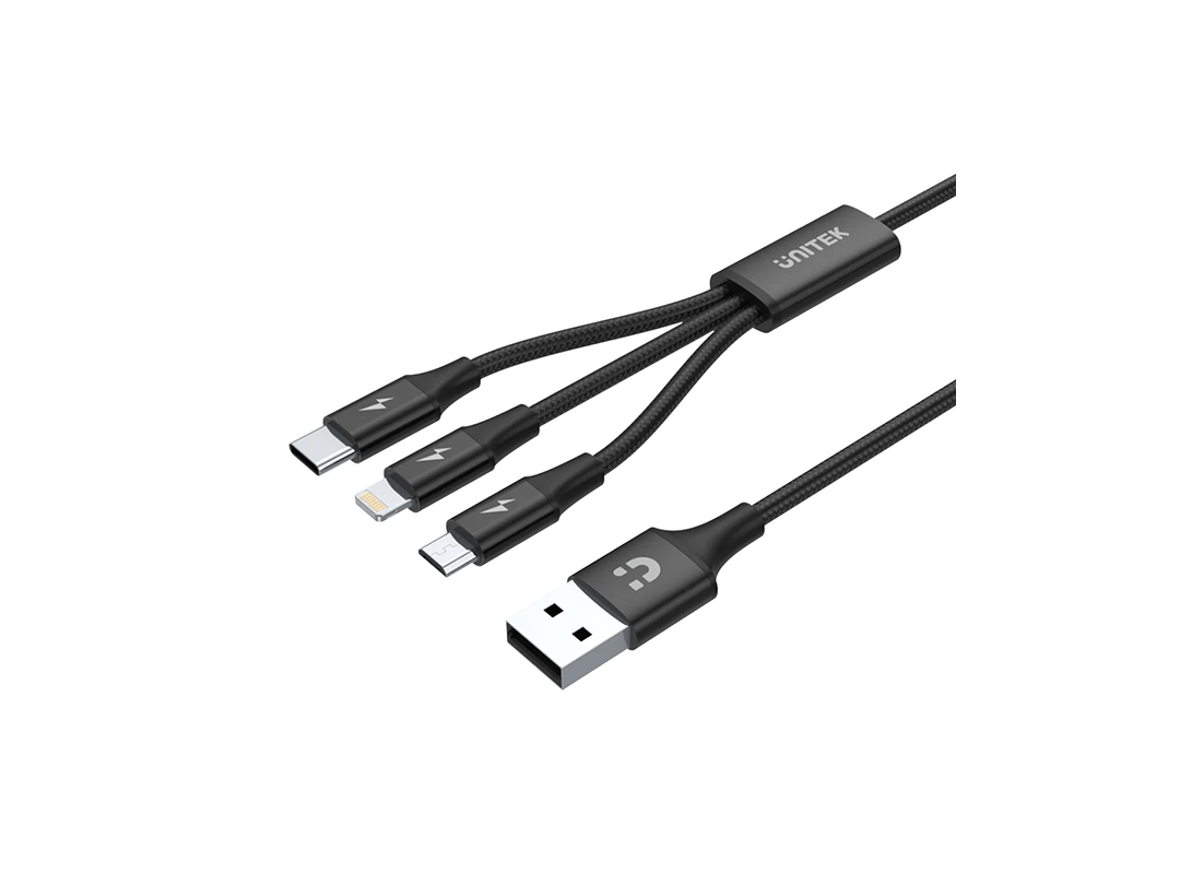 Unitek 3-in-1 USB-A to USB-C / Micro USB / Lightning Multi Charging Cable in Qatar Unitek 3-in-1 USB-A to USB-C / Micro USB / Lightning Multi Charging Cable in Qatar